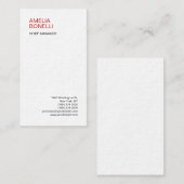 Linnen Modern minimalistisch effen wit Visitekaartje (Voorkant / Achterkant)