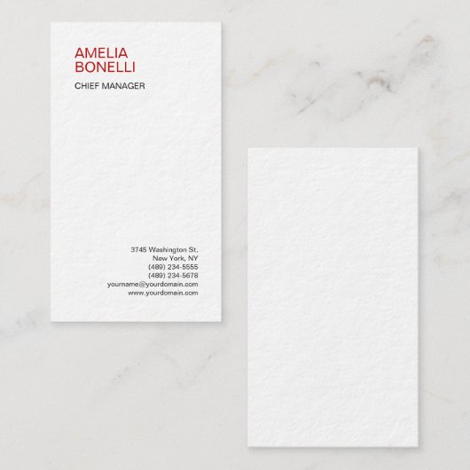 Linnen Modern minimalistisch effen wit Visitekaartje (Voorkant / Achterkant)