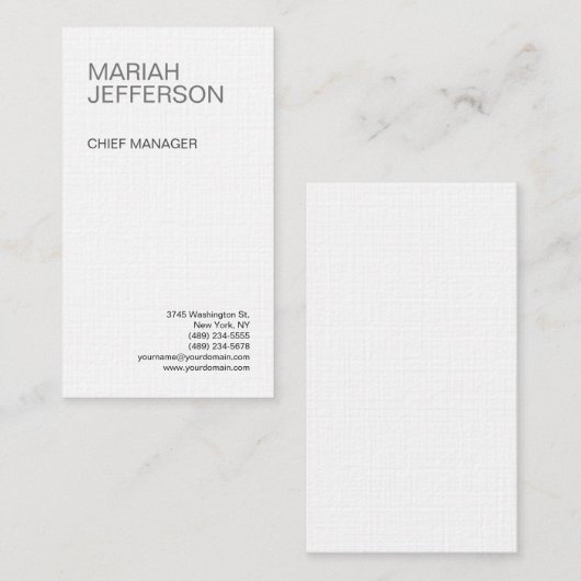 Linnen Modern Minimalistisch Professioneel Visitekaartje (Voorkant / Achterkant)