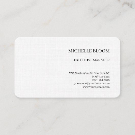 Linnen Modern Plain Eenvoudig Minimalistisch Visitekaartje (Voorkant)