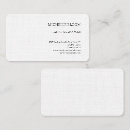 Linnen Modern Plain Eenvoudig Minimalistisch Visitekaartje (Voorkant / Achterkant)