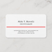 Linnen Moderne Minimalistische Plain Rood Wit Visitekaartje (Voorkant)