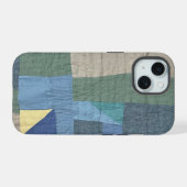 Linnen moderne patchwork quilt telefoonhoesje iPhone 15 case (Achterkant horizontaal)