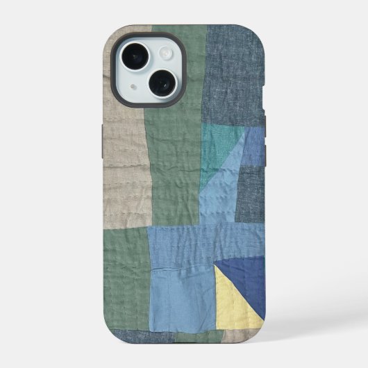 Linnen moderne patchwork quilt telefoonhoesje iPhone 15 case (Achterkant)