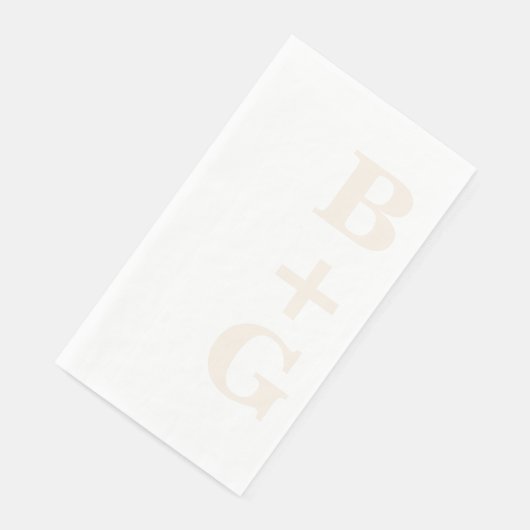 Linnen moderne trouwinitialen | Wit Servet (Hoek)