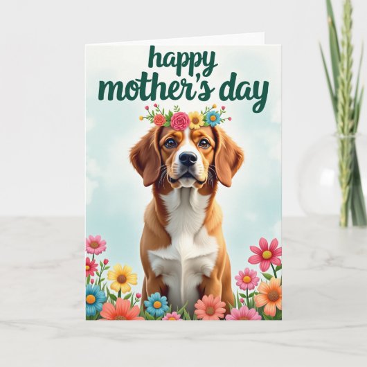 Linnen Moederdag Hond Kaart (Voorkant)