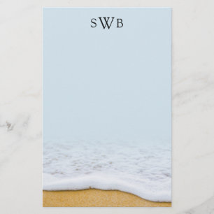 Linnen monogram briefpapier met zee schuim