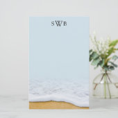 Linnen monogram briefpapier met zee schuim (Staand voorkant)