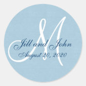 Linnen Monogram bruiloft gunst Sticker (Voorkant)