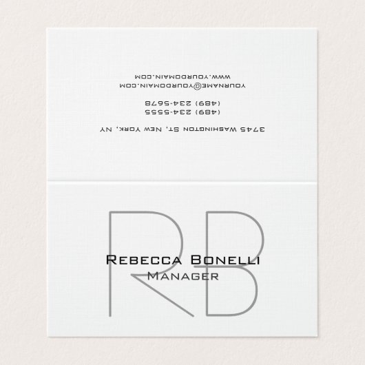 Linnen Monogram Manager Tent Fold Premium Linnen Visitekaartje (Buitenkant ongevouwen)