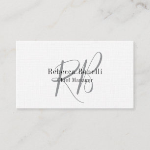Linnen Monogram Manager Tweezijdige Plain Visitekaartje