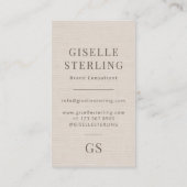Linnen Monogram Modern Elegant Minimalistisch Visitekaartje (Achterkant)