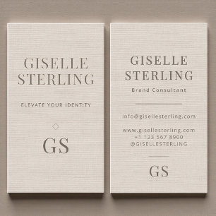 Linnen Monogram Modern Elegant Minimalistisch  Visitekaartje