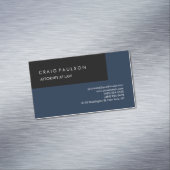 Linnen Navy Blue Zwart Elegant Plain Professional Magnetisch Visitekaartje (Voorbeeld)