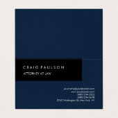 Linnen Navy Blue Zwart Elegant Plain Professional Visitekaartje (Buitenkant ongevouwen)