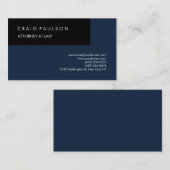 Linnen Navy Blue Zwart Elegant Plain Professional Visitekaartje (Voorkant / Achterkant)