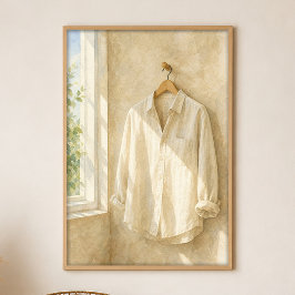 Linnen overhemd bij het raam Gouache Boho Kunstpos Poster