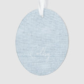 Linnen Pastel Blauw Nieuwe Baby NAAM GeboorteDatum Ornament (voorkant)