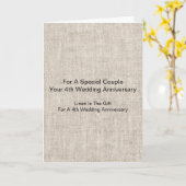 Linnen Patroon Gepersonaliseerde 4e bruiloft Jubil Kaart (Gele Bloem)