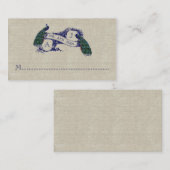 Linnen Peacock Rustic Wedding Place Card Plaatskaartje (Voorkant / Achterkant)