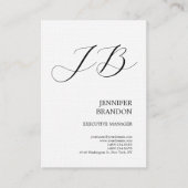 Linnen Plain Handschrift Monogram Minimalistisch Visitekaartje (Voorkant)