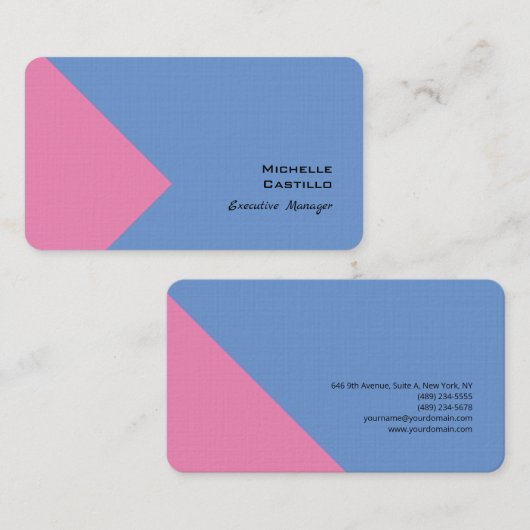Linnen Plain Minimalist Pink Blue Visitekaartje (Voorkant / Achterkant)