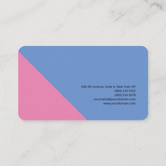 Linnen Plain Minimalist Pink Blue Visitekaartje (Achterkant)