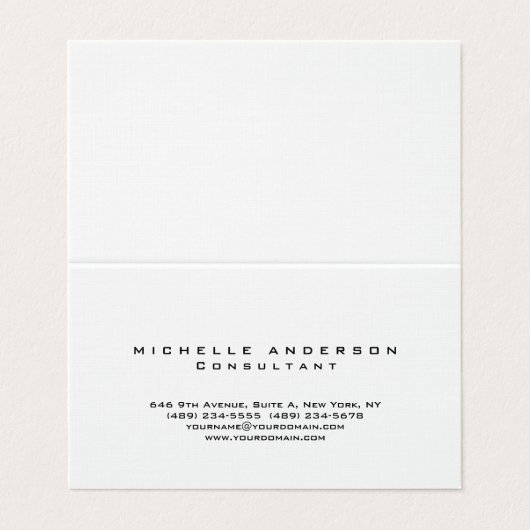 Linnen Plain Wit Eenvoudige Professionele Minimali Visitekaartje (Buitenkant ongevouwen)