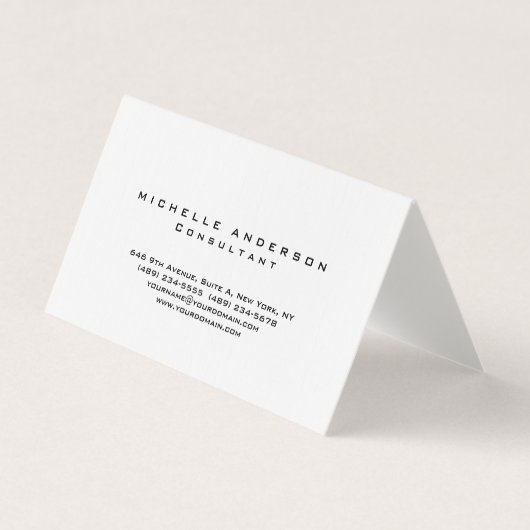 Linnen Plain Wit Eenvoudige Professionele Minimali Visitekaartje (Voorkant)