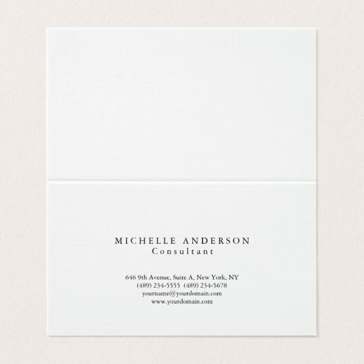 Linnen Plain Wit Eenvoudige Professionele Minimali Visitekaartje (Buitenkant ongevouwen)