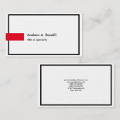 Linnen Plain Zwart Wit Rood Professioneel Modern Visitekaartje (Voorkant / Achterkant)