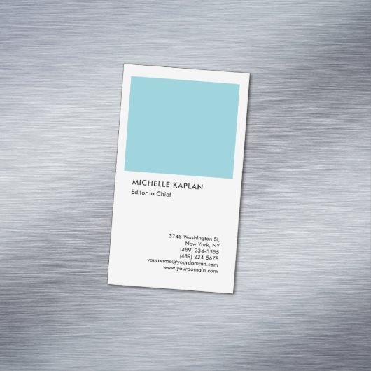 Linnen Professioneel Exclusief Speciaal Blauw Wit Magnetisch Visitekaartje (Voorbeeld)