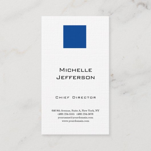 Linnen Professioneel Modern Blauw Wit Visitekaartje (Voorkant)