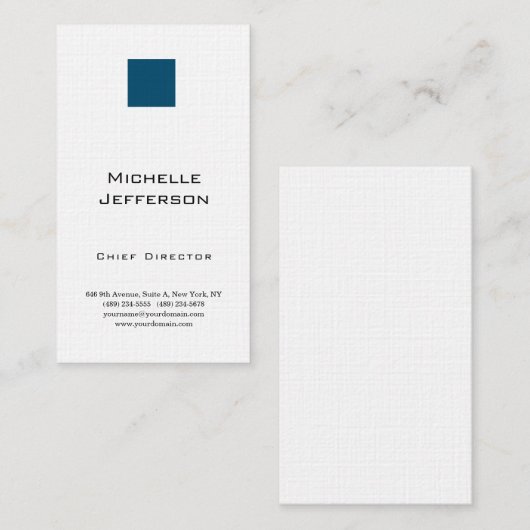 Linnen Professionele Moderne Oceaan Blauw Wit Visitekaartje (Voorkant / Achterkant)