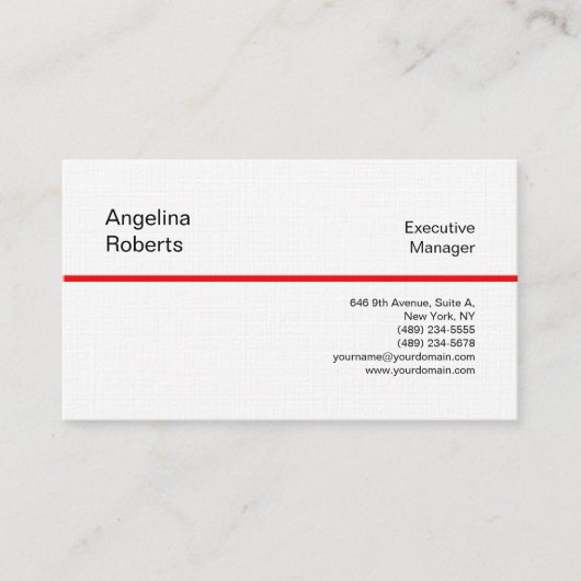 Linnen professionele vlakke minimalistische rood w visitekaartje (Voorkant)