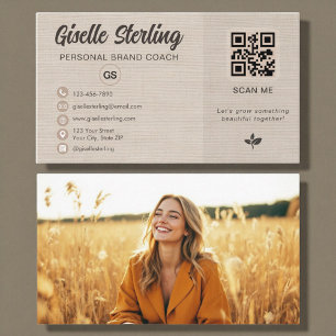 Linnen QR-code foto monogram social media  Visitekaartje