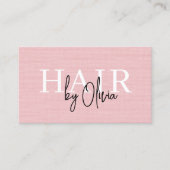 Linnen QR-code haarstylist roze typografie Visitekaartje (Voorkant)