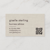 Linnen QR-code minimalistische monogram Visitekaartje (Achterkant)