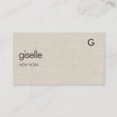 Linnen QR-code minimalistische monogram Visitekaartje (Voorkant)