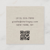 Linnen QR-code Moderne Minimaal Typografie Vierkante Visitekaartje (Achterkant)