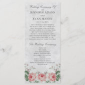  linnen Roos | Trouwprogramma Programmakaart (Voorkant)