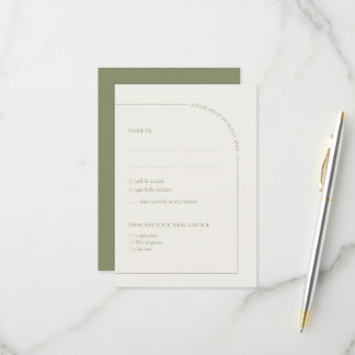 Linnen & Saliegroen Boog Minimalistisch met Maalti RSVP Kaartje