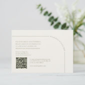 Linnen & Saliegroen met QR-code Boho Minimalist RSVP Kaartje (Staand voorkant)