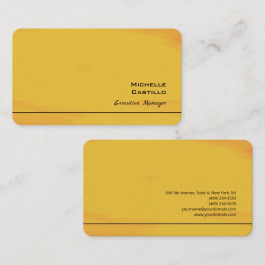 Linnen Sinaasappel Geel Vlak Minimalist Visitekaartje (Voorkant / Achterkant)