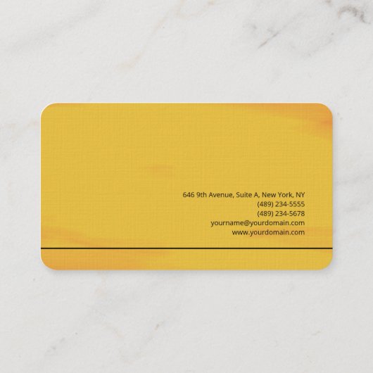 Linnen Sinaasappel Geel Vlak Minimalist Visitekaartje (Achterkant)