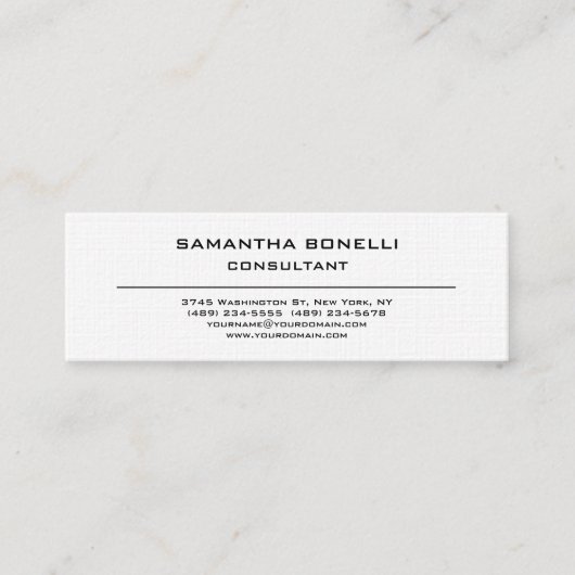 Linnen Skinny Plain Elegant Aantrekkelijke Minimal Mini Visitekaartje (Voorkant)