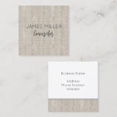 Linnen stof Natuurlijke NAAM Kantoor Tijdloos Vierkante Visitekaartje (Voorkant / Achterkant)