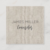 Linnen stof Natuurlijke NAAM Kantoor Tijdloos Vierkante Visitekaartje (Voorkant)