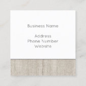 Linnen stof Natuurlijke NAAM Kantoor Tijdloos Vierkante Visitekaartje (Achterkant)