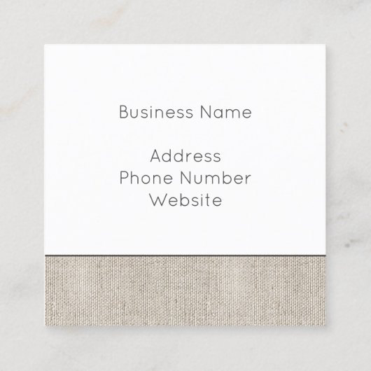Linnen stof Natuurlijke NAAM Kantoor Tijdloos Vierkante Visitekaartje (Achterkant)